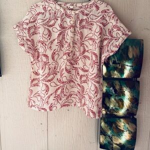 Orange and White Patterned Women's Top